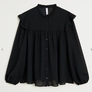 Mango Ruffled Embroidered Blouse
